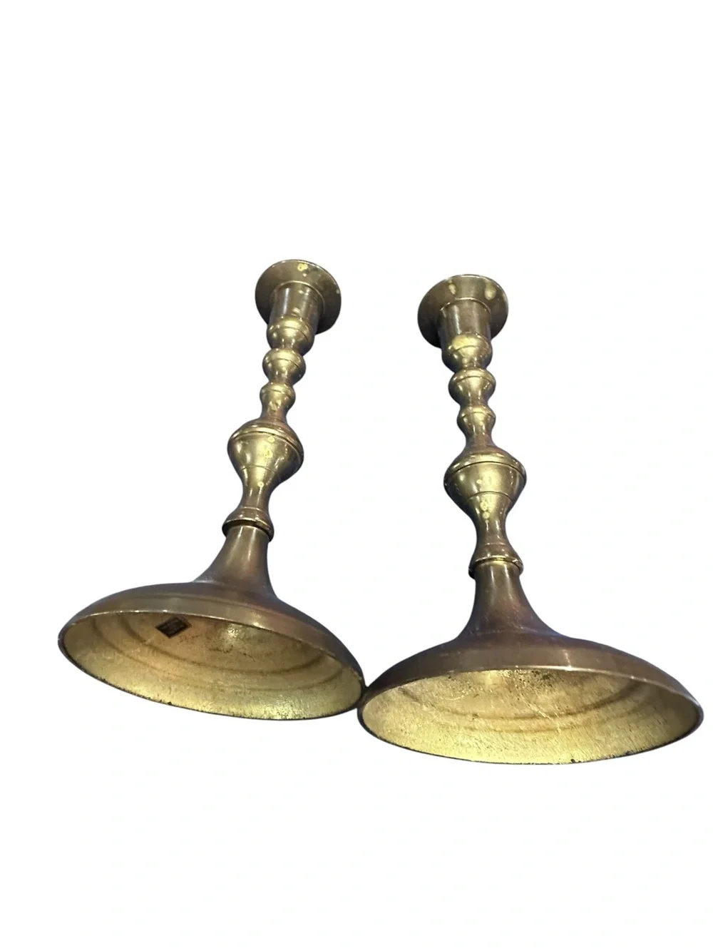 Vintage Brass Candlesticks Pair‎ 7” Tall Made in India Traditional Taper Holders